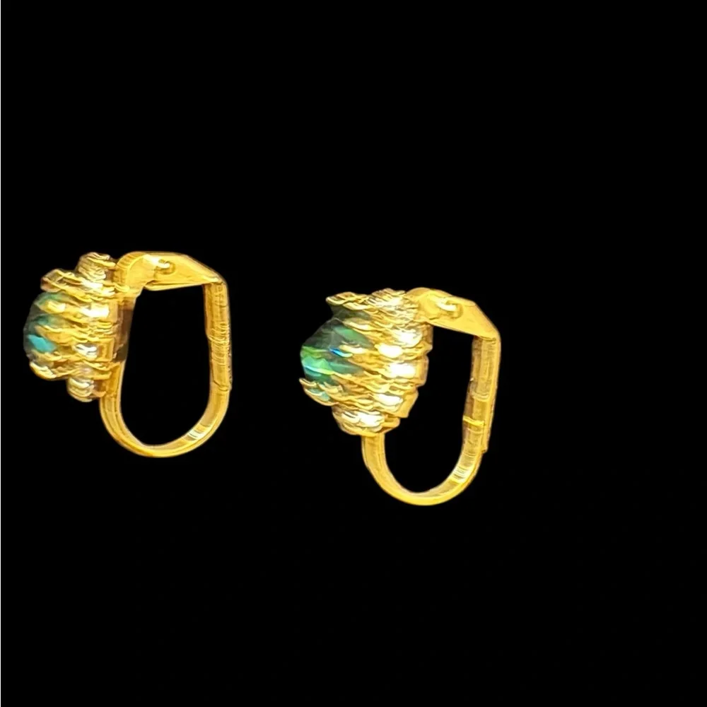18K Gold Filled Green and Gold Crystal‎ Earrings